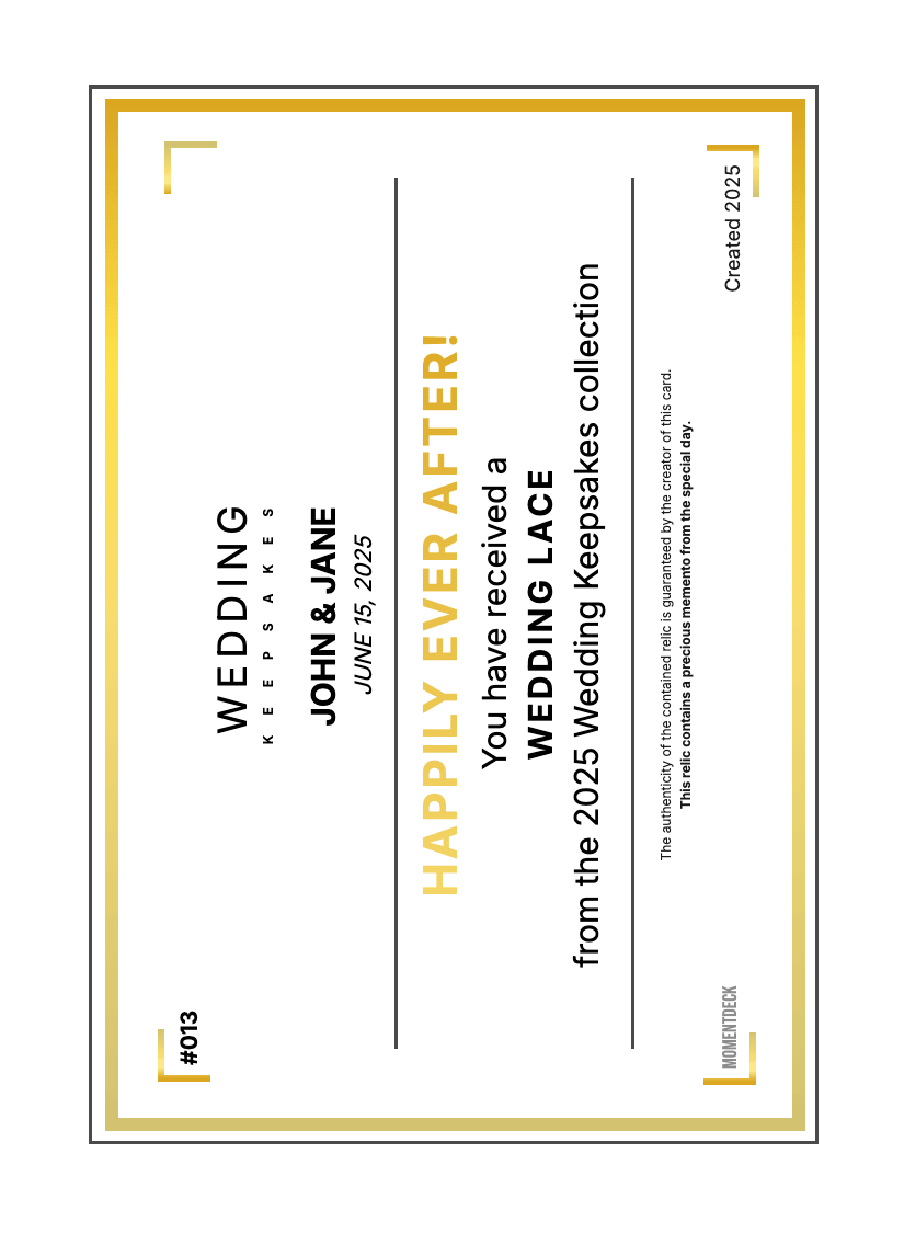 DIY Custom Relic Card | "Commemorate" (Center) — 2-Card Bundle